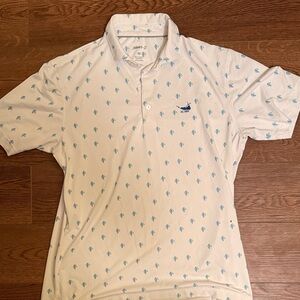 Johnnie-o White Polo with Light Blue Accents